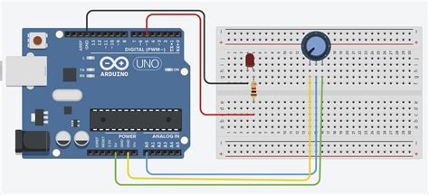 potentiometer control led brightness arduino.